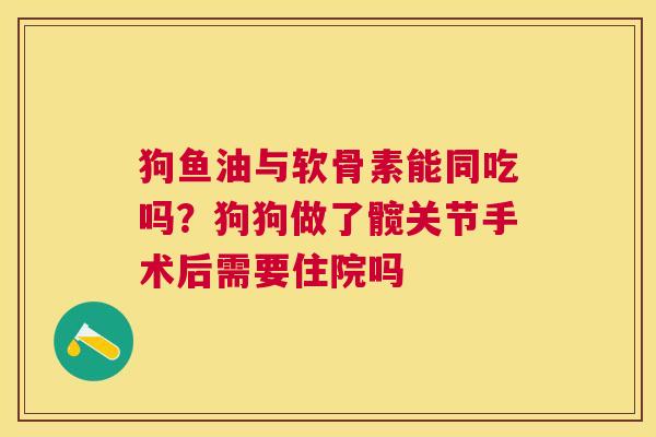 狗鱼油与软骨素能同吃吗？狗狗做了髋关节手术后需要住院吗