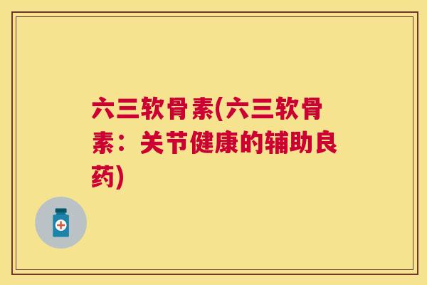六三软骨素(六三软骨素：关节健康的辅助良药)