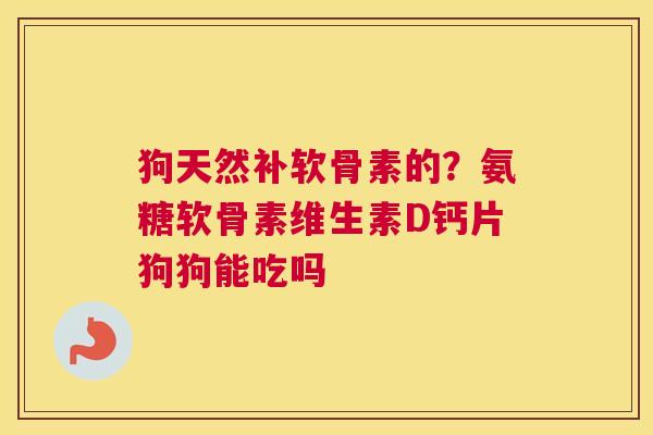 狗天然补软骨素的？氨糖软骨素维生素D钙片狗狗能吃吗