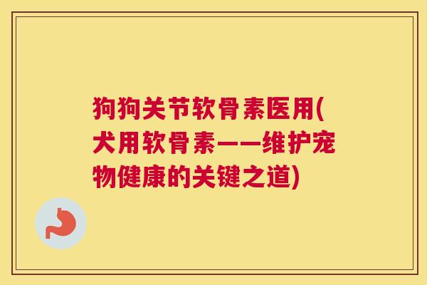 狗狗关节软骨素医用(犬用软骨素——维护宠物健康的关键之道)