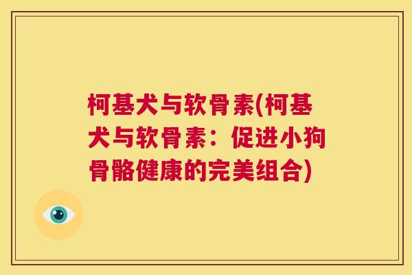 柯基犬与软骨素(柯基犬与软骨素：促进小狗骨骼健康的完美组合)