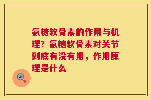 氨糖软骨素的作用与机理？氨糖软骨素对关节到底有没有用，作用原理是什么
