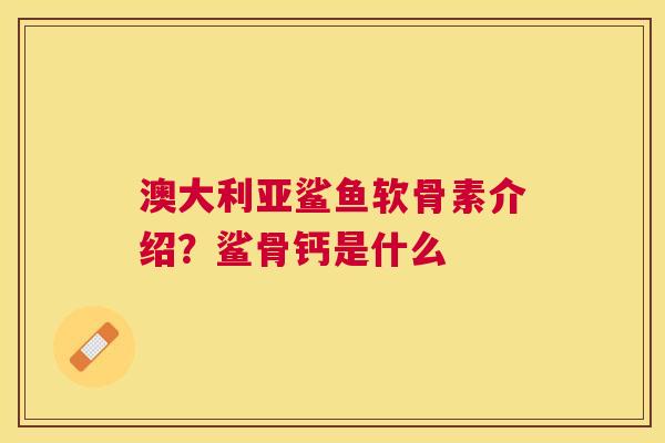 澳大利亚鲨鱼软骨素介绍？鲨骨钙是什么