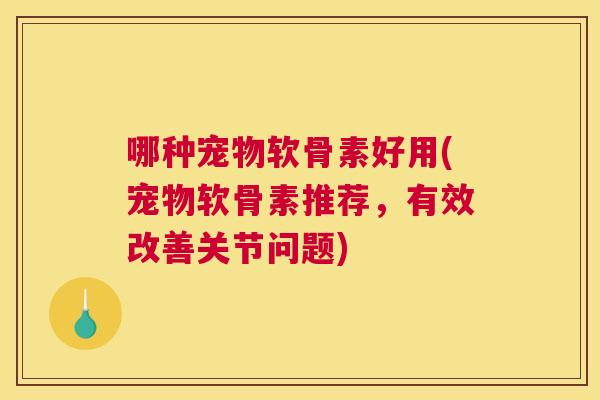 哪种宠物软骨素好用(宠物软骨素推荐，有效改善关节问题)