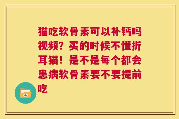 猫吃软骨素可以补钙吗视频？买的时候不懂折耳猫！是不是每个都会患病软骨素要不要提前吃