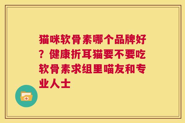 猫咪软骨素哪个品牌好？健康折耳猫要不要吃软骨素求组里喵友和专业人士