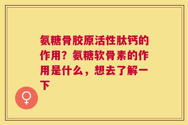 氨糖骨胶原活性肽钙的作用？氨糖软骨素的作用是什么，想去了解一下
