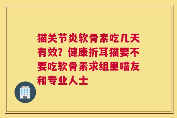 猫关节炎软骨素吃几天有效？健康折耳猫要不要吃软骨素求组里喵友和专业人士