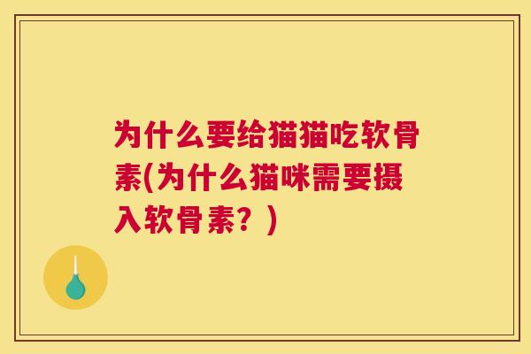 为什么要给猫猫吃软骨素(为什么猫咪需要摄入软骨素？)