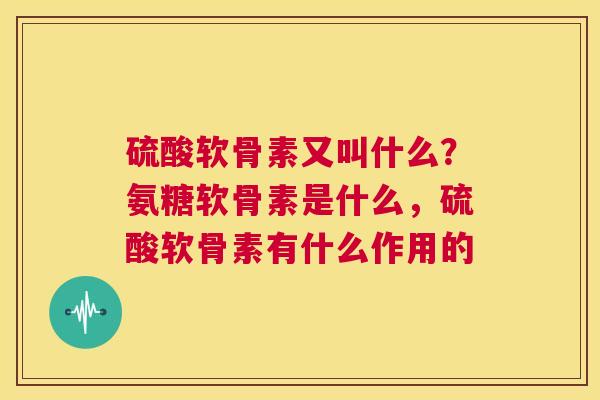硫酸软骨素又叫什么？氨糖软骨素是什么，硫酸软骨素有什么作用的