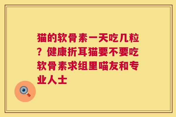 猫的软骨素一天吃几粒？健康折耳猫要不要吃软骨素求组里喵友和专业人士