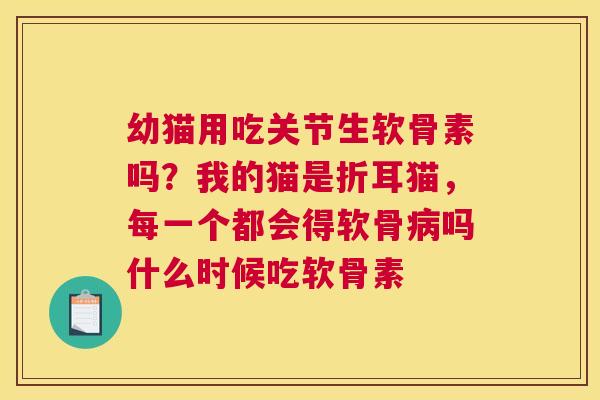 幼猫用吃关节生软骨素吗？我的猫是折耳猫，每一个都会得软骨吗什么时候吃软骨素
