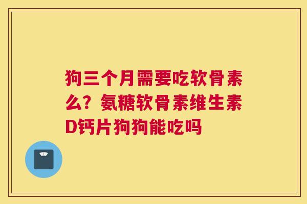 狗三个月需要吃软骨素么？氨糖软骨素维生素D钙片狗狗能吃吗