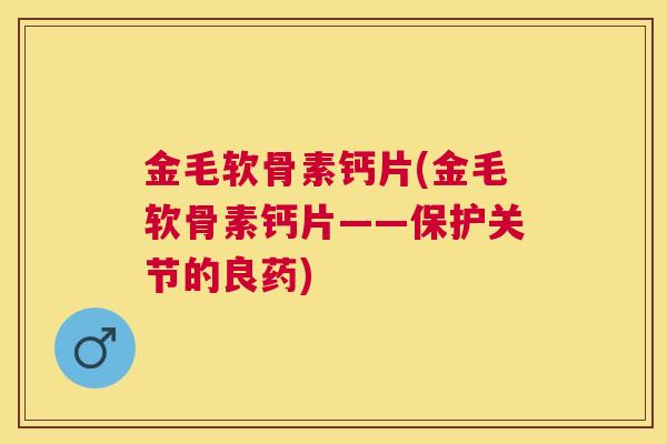 金毛软骨素钙片(金毛软骨素钙片——保护关节的良药)