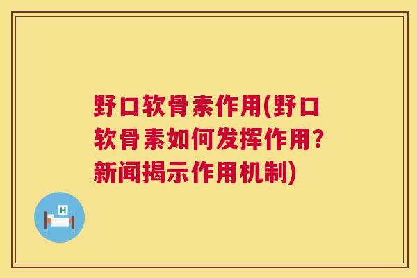 野口软骨素作用(野口软骨素如何发挥作用？新闻揭示作用机制)