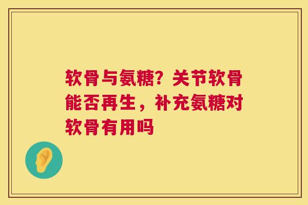 软骨与氨糖？关节软骨能否再生，补充氨糖对软骨有用吗