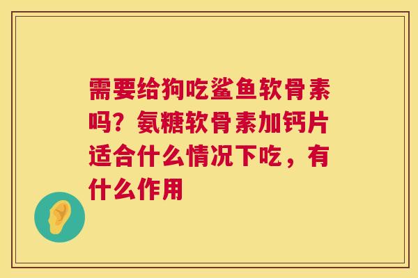 需要给狗吃鲨鱼软骨素吗？氨糖软骨素加钙片适合什么情况下吃，有什么作用