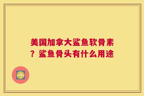 美国加拿大鲨鱼软骨素？鲨鱼骨头有什么用途