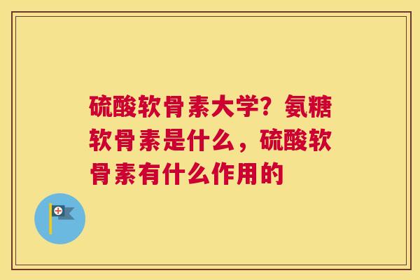 硫酸软骨素大学？氨糖软骨素是什么，硫酸软骨素有什么作用的