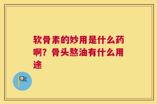 软骨素的妙用是什么药啊？骨头熬油有什么用途