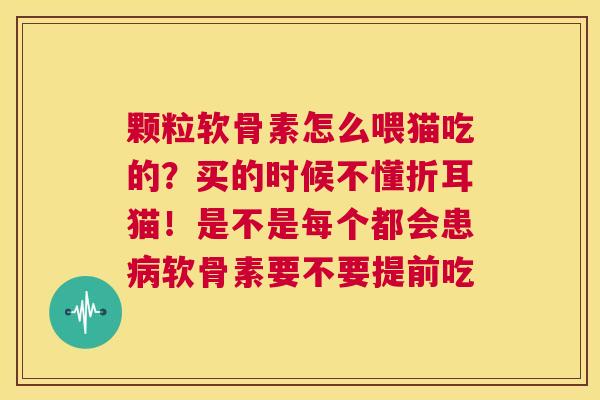 颗粒软骨素怎么喂猫吃的？买的时候不懂折耳猫！是不是每个都会患病软骨素要不要提前吃