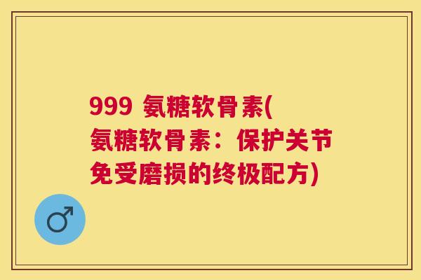 999 氨糖软骨素(氨糖软骨素：保护关节免受磨损的终极配方)
