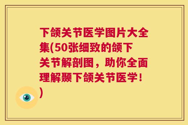 下颌关节医学图片大全集(50张细致的颌下关节解剖图,助你全面理解颞下颌关节医学!)