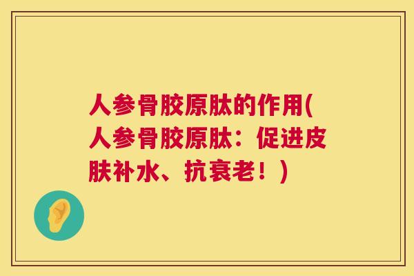 人参骨胶原肽的作用(人参骨胶原肽：促进皮肤补水、抗衰老！)