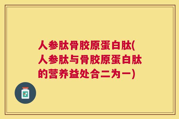 人参肽骨胶原蛋白肽(人参肽与骨胶原蛋白肽的营养益处合二为一)