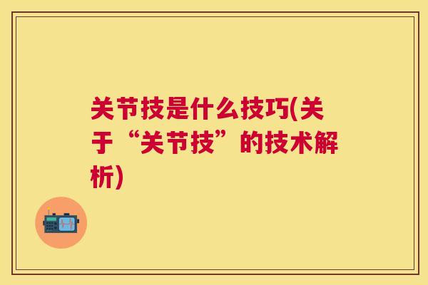 关节技是什么技巧(关于“关节技”的技术解析)