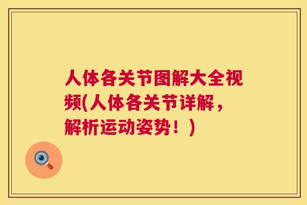 人体各关节图解大全视频(人体各关节详解，解析运动姿势！)
