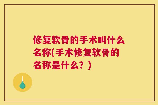修复软骨的手术叫什么名称(手术修复软骨的名称是什么？)