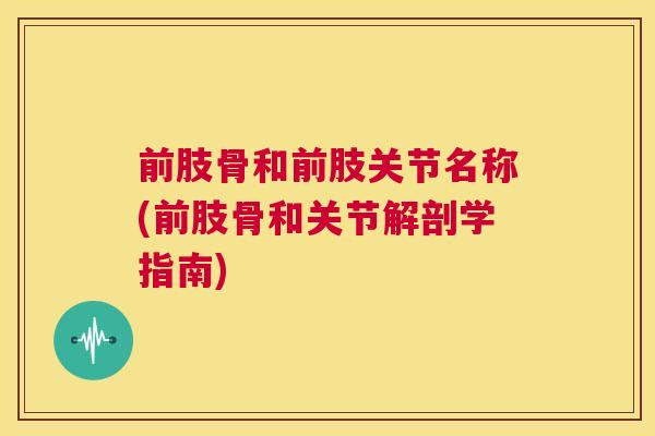前肢骨和前肢关节名称(前肢骨和关节解剖学指南)