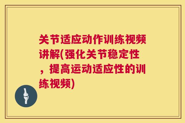 关节适应动作训练视频讲解(强化关节稳定性，提高运动适应性的训练视频)