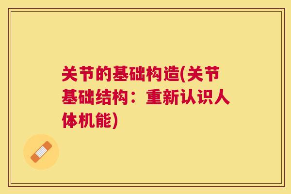 关节的基础构造(关节基础结构：重新认识人体机能)