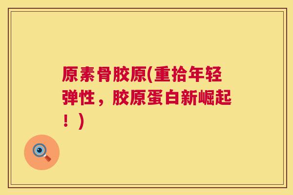 原素骨胶原(重拾年轻弹性，胶原蛋白新崛起！)