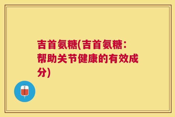 吉首氨糖(吉首氨糖：帮助关节健康的有效成分)