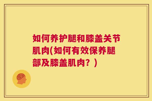 如何养护腿和膝盖关节肌肉(如何有效保养腿部及膝盖肌肉？)