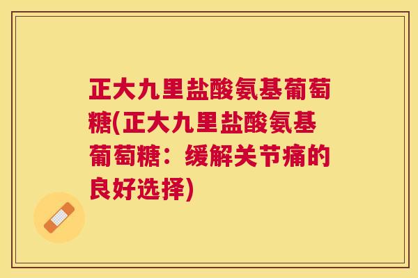 正大九里盐酸氨基葡萄糖(正大九里盐酸氨基葡萄糖：缓解关节痛的良好选择)