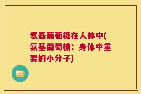 氨基葡萄糖在人体中(氨基葡萄糖：身体中重要的小分子)