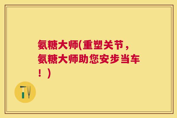 氨糖大师(重塑关节，氨糖大师助您安步当车！)