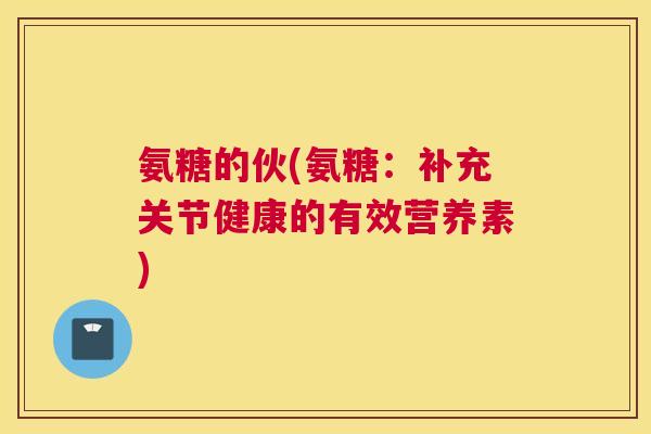 氨糖的伙(氨糖：补充关节健康的有效营养素)