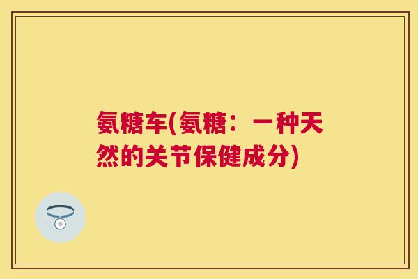 氨糖车(氨糖：一种天然的关节保健成分)
