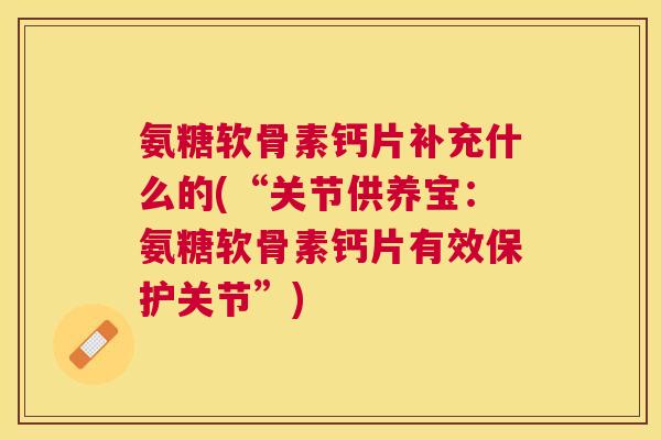氨糖软骨素钙片补充什么的(“关节供养宝：氨糖软骨素钙片有效保护关节”)