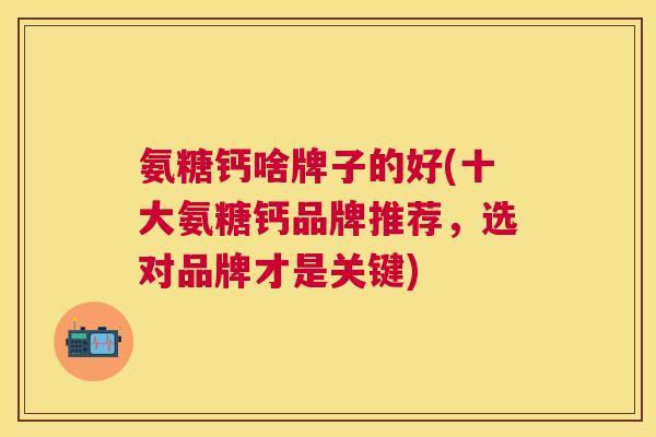 氨糖钙啥牌子的好(十大氨糖钙品牌推荐，选对品牌才是关键)