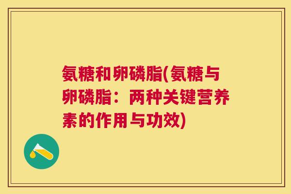 氨糖和卵磷脂(氨糖与卵磷脂：两种关键营养素的作用与功效)