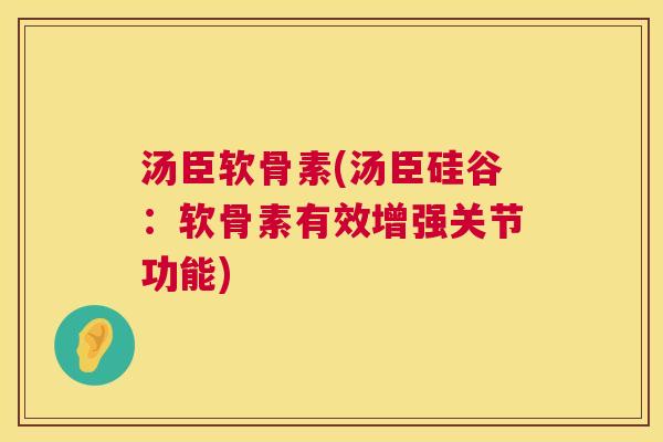 汤臣软骨素(汤臣硅谷：软骨素有效增强关节功能)