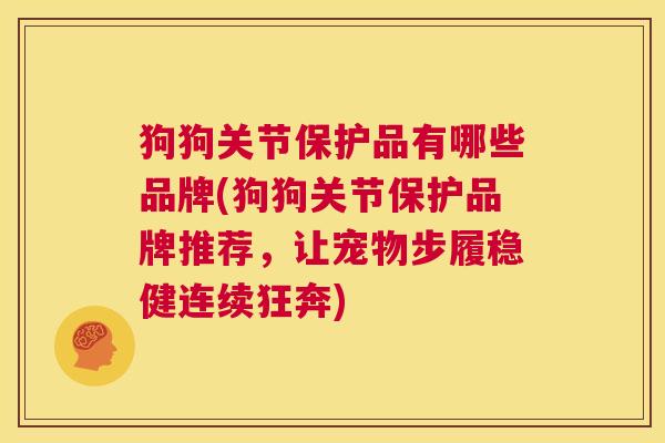 狗狗关节保护品有哪些品牌(狗狗关节保护品牌推荐，让宠物步履稳健连续狂奔)