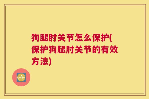 狗腿肘关节怎么保护(保护狗腿肘关节的有效方法)