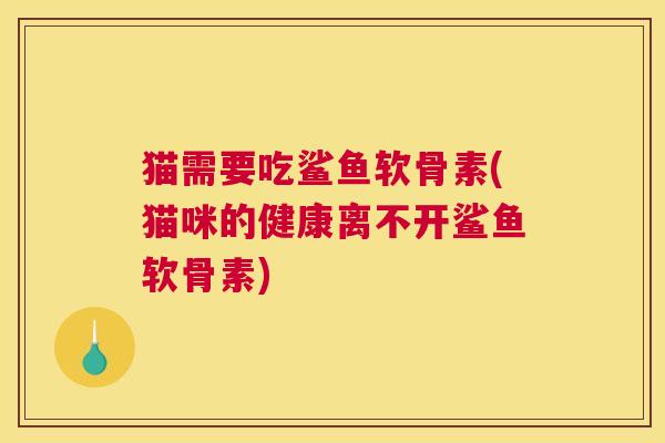 猫需要吃鲨鱼软骨素(猫咪的健康离不开鲨鱼软骨素)